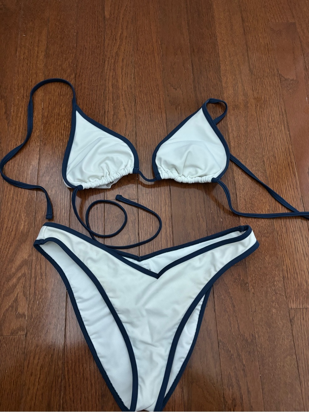 Hollister White Bikini with Navy Trim